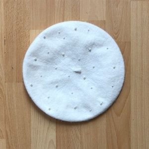 Nine West White Beret with Pearls